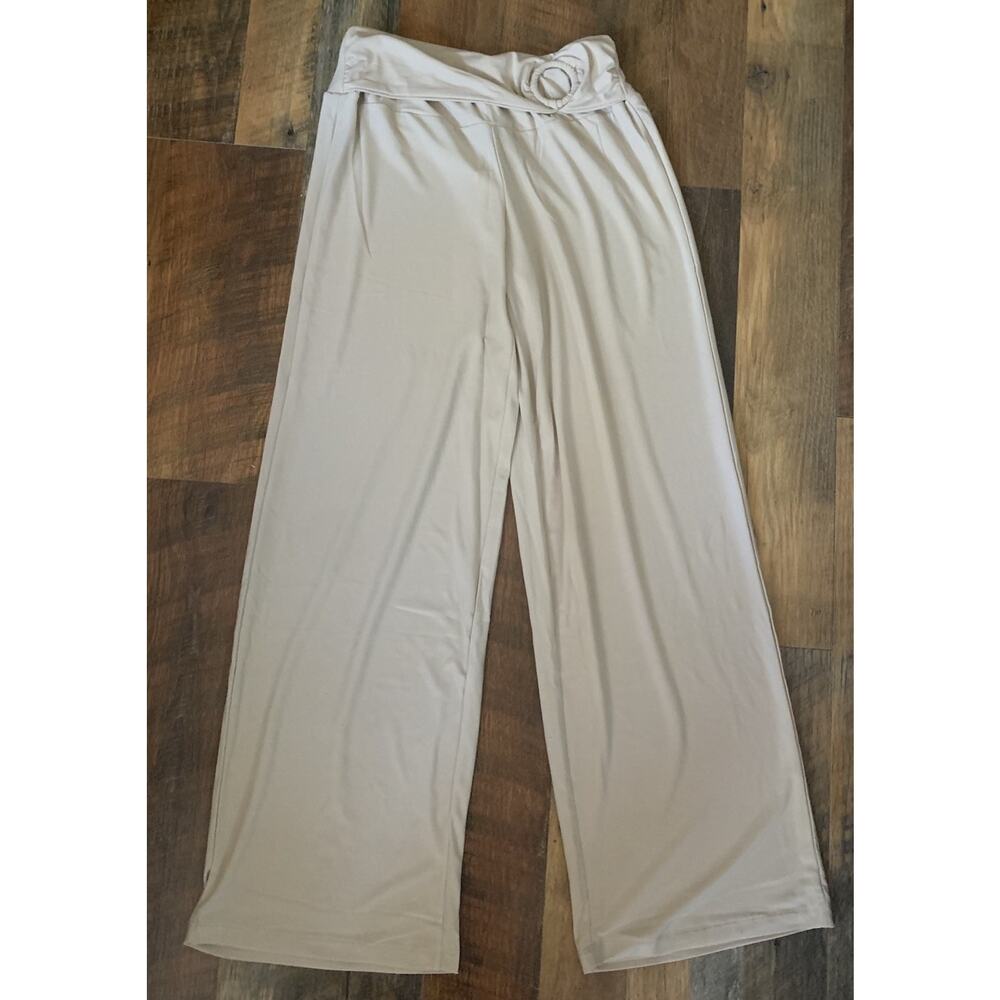 Ny Collection Women's Pull on Pants Petite Size PS Beige Belt